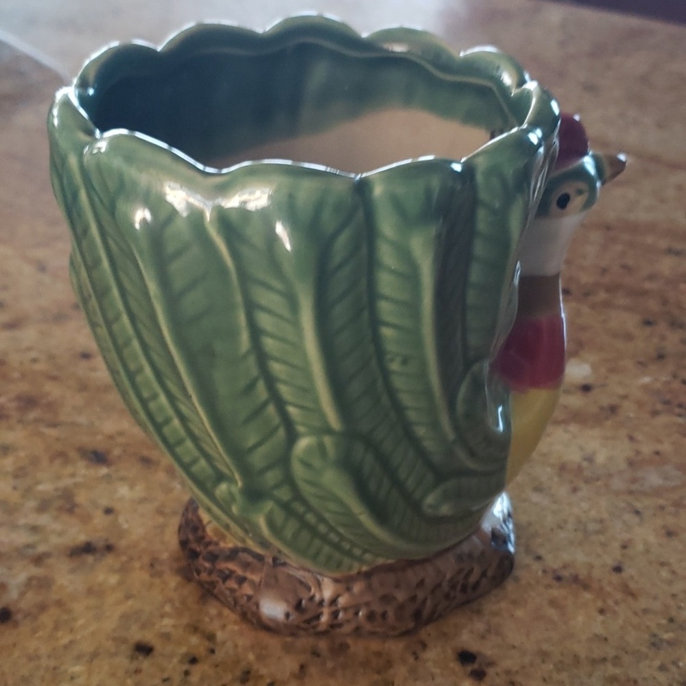 Vintage Green Pheasant Planter, Colorful Game Bird Planter. - Picture 9 of 16